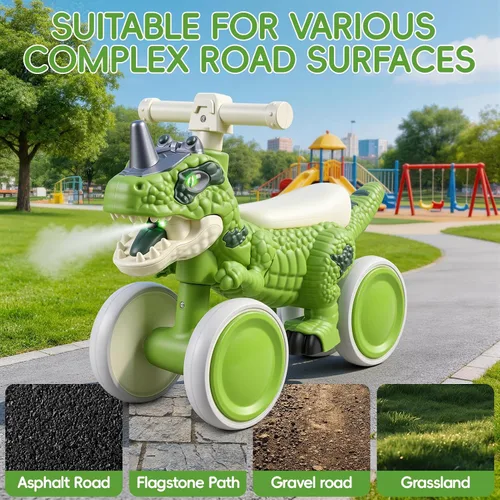 Vista 4 de Bicicleta de equilibrio de dinosaurio, juguete para montar, scooter de 4