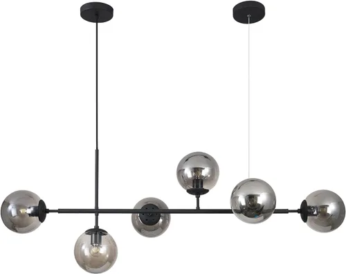 Vista 12 de BOKT Moderna lámpara colgante de bola de cristal de 6 luces para isla de cocina, lámpara colgante lineal para sala de estar, comedor