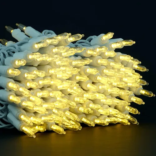 Vista 6 de 200 unidades de luces de Navidad LED de color blanco cálido, 66 pies de alambre blanco con certificación UL, juego de luces de cadena de calidad