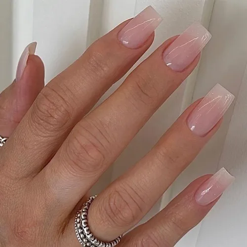 Vista 7 de Foccna - Uñas postizas 3D con flores, cuadradas, rosas, francesas, brillantes, con strass, largas, para manicura, 24 piezas