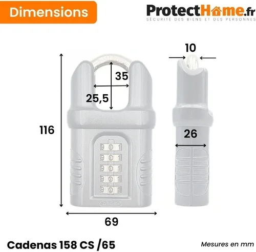 Vista 9 de ABU15865CS 158CS/65 - Candado de combinación de grillete cerrado de 2.559 in (5 dígitos)