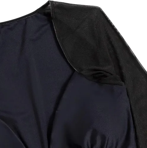 Vista 3 de SweatyRocks Traje de baño de 2 piezas de manga larga para mujer, bikini de corte alto, tankini con protección contra rush