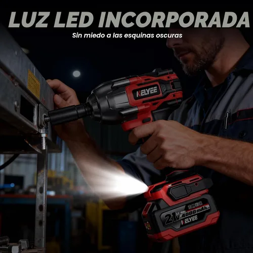 Vista 5 de Llave de impacto inalámbrica de 1/2" 1107Ft-lb(1500N.m) con batería Grande