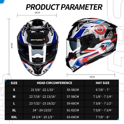 Vista 3 de S-GT Carbon Fiber Motorcycle Helmet Full Face Racing Helmet for Adult, Speaker-Ready Design, DOT Approved
