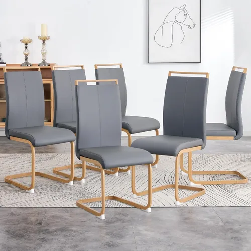 Vista 48 de gopop Juego de sillas de comedor, sillas modernas de metal con asiento acolchado de piel sintética, respaldo alto y patas cromadas resistentes, Negro