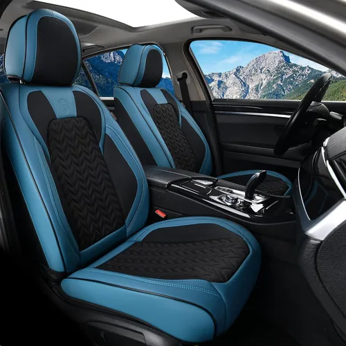 Vista 15 de Coverado Fundas de asiento delantero, paquete de 2 fundas de asiento impermeables para automóviles, cojines de asiento de cuero de lujo, protectores