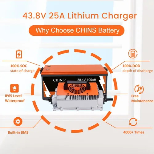 Vista 3 de CHINS - Batería de litio para carrito de golf de 36 V, 100 AH, incluye