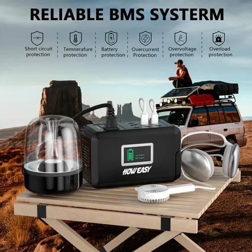 Vista 6 de HOWEASY Estación de energía portátil de 120 W (pico de 240 W), generador solar de campamento de 24000 mAh, banco de energía portátil con 2 salidas