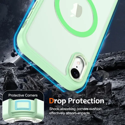 Vista 1040 de Anuck - Funda magnética para iPhone 11 compatible con MagSafe, carcasa trasera mate translúcida dura, borde de TPU, delgada, resistente a impactos