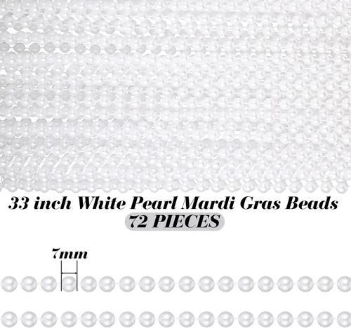 Vista 2 de 72 collares de perlas sintéticas de 33 pulgadas y 0.276 in, collar de cuentas de perlas de Mardi Gras, collar para fiesta de flapper, boda