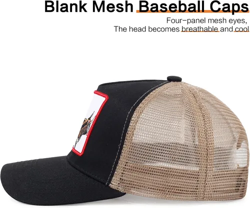 Vista 4 de Gorra de béisbol bordada ajustable para hombre, gorra de béisbol bordada con malla transpirable, parche cuadrado, gorras para mujer, Longhorns-negro