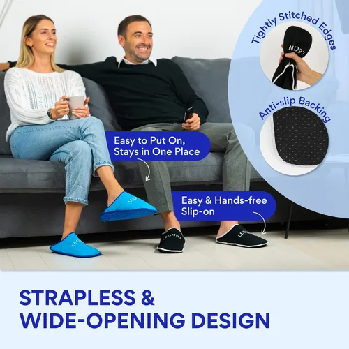 Vista 4 de LEONNS Zapatillas con Compresas de Gel Hielo - Proporciona terapia fría y caliente para el dolor de pies, alivio del dolor por neuropatía