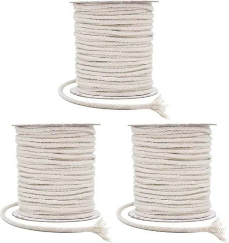 Vista 9 de Tenn Well Cordón de macramé de 165 pies y 0.197 in de algodón trenzado Beige