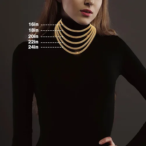 Vista 5 de Collar de cadena de eslabones cubanos para hombres, niños y mujeres, 0.315 pulgadas de ancho, 161820202224 pulgadas de longitud, collar de cadena