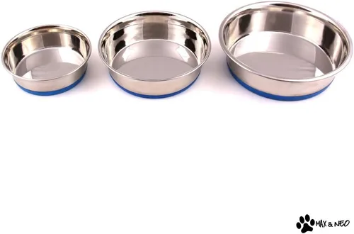 Vista 3 de Pack de cuencos para perros de acero inoxidable antideslizantes de Max and Neo