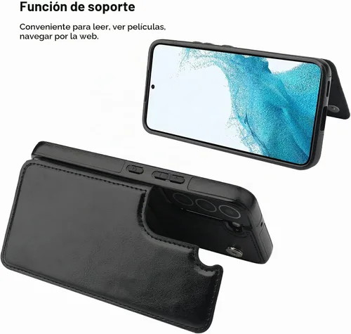 Vista 5 de ONETOP - Funda tipo cartera para Samsung Galaxy S22 con tarjetero, color negro Kickstand,ID/Cash Holder,Case Wallet with Card Slots,Double