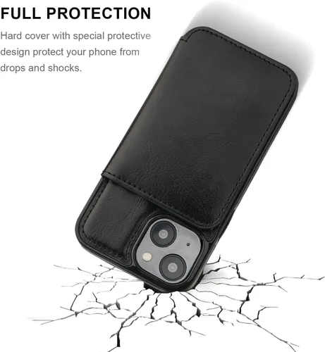 Vista 6 de KIHUWEY Funda compatible con iPhone 14, tarjetero de cuero de primera calidad, cierre magnético oculto, duradero, a prueba de golpes, para iPhone 14
