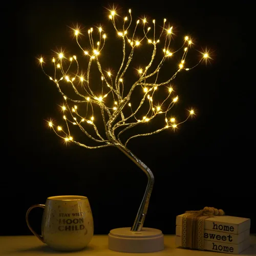 Vista 9 de Lámpara de árbol de hadas centelleante, lámpara de árbol espíritu, lámpara de árbol de bonsái, árbol de luces de hadas, bonita decoración estética