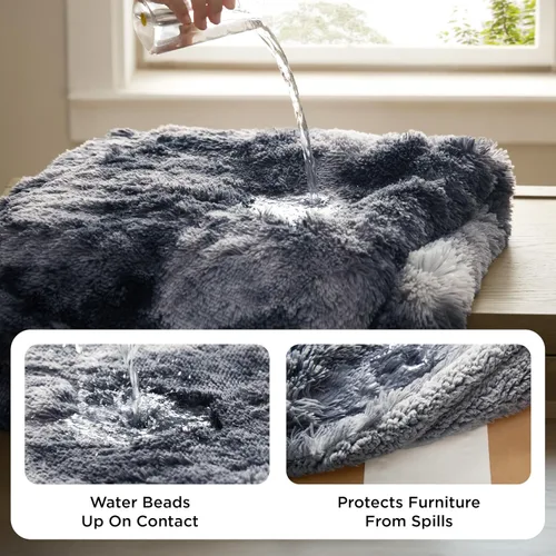 Vista 5 de Bedsure Mantas impermeables para perros grandes, piel sintética esponjosa, 50 x 60 pulgadas Plush Fuzzy Reversible Pet Blankets for Couch and Dog