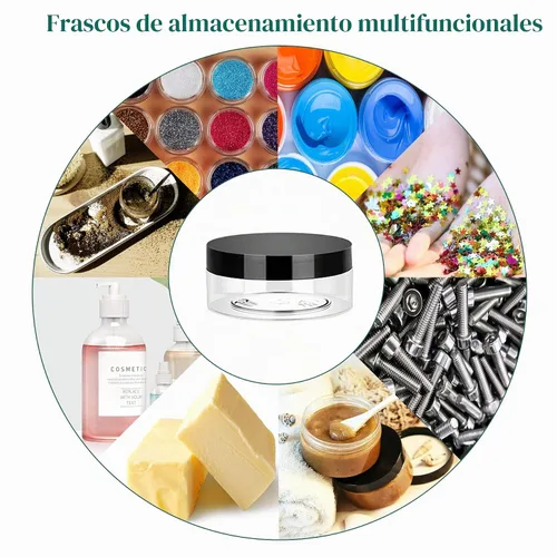Vista 4 de Hajoyful Tarros de plástico de 2 onzas con tapas, 36 recipientes pequeños para limo cosmético, tarros redondos de viaje, recipientes vacíos