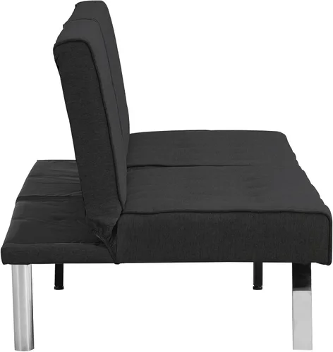 Vista 4 de Moderno sofá cama convertible futón/sofá cama sin brazos/sofá futón/sofá durmiente/3 ángulos ajustables espalda/sofá cama convertible (negro)