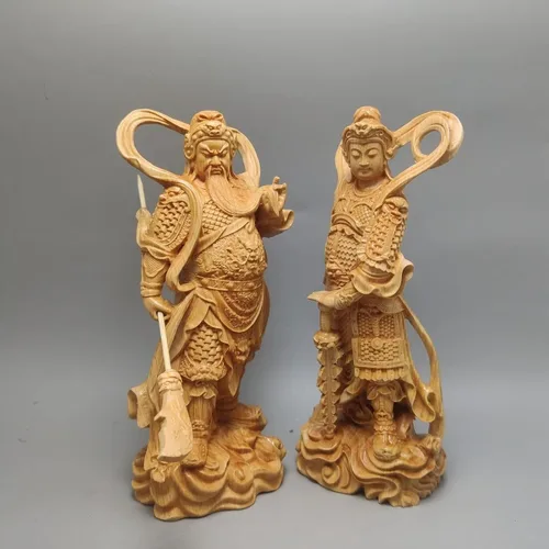 Vista 6 de Feng Shui Decor Estatua de Guan Gong, estatua de madera maciza del Dios de la riqueza Guan Yu, decoración de oficina en casa, figura de Guan Di