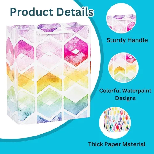 Vista 3 de Fun Expess Bolsas de regalo de papel impreso multicolor medianas de 7 1/4 "x 9", 12 piezas