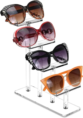 Vista 14 de MOOCA 3 Tier Premium Acrylic Eyewear Display Stand, Sunglasses Rack Holder, Sunglasses Stand, Eyewear Organizer for Eyeglasses, 5 in H 3-tier