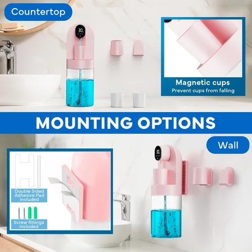 Vista 5 de Dispensador automático de enjuague bucal para baño, dispensador inteligente de enjuague bucal de 21.12 onzas sin contacto, juego de accesorios