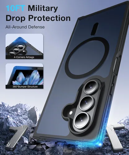 Vista 6 de NO.1 Magnetic for Samsung Galaxy Z Fold 7 Case Compatible with MagSafe [Military Grade Drop Tested][Translucent Matte][Anti-Fingerprint] Soft