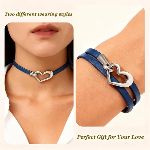 Vista 3 de Long tiantian Leather Bracelets for Women Men Heart Wrap Bracelets Western Jewelry Cowgirl Outfits Birthday Valentines Day Gifts for Her