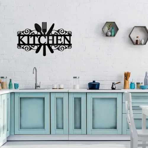 Vista 6 de Spakon Calcomanías de pared para cocina, calcomanías acrílicas, decoración de pared de cocina, decoración de espejo 3D para comedor y hogar (negro)