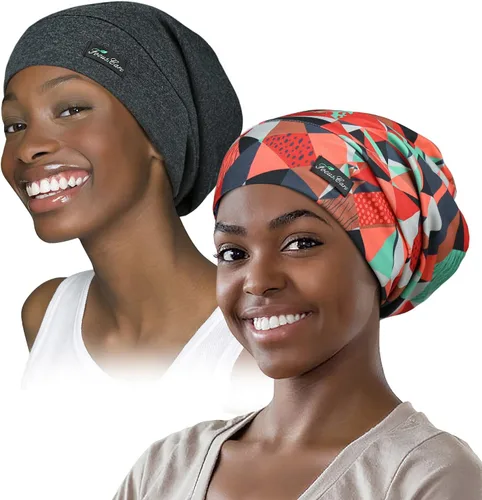 Vista 16 de Gorro de dormir ajustable con forro de satén para rastas de cabello rizado, cabeza grande, permanece puesta durante la noche