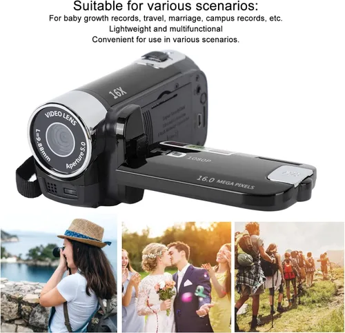 Vista 3 de XUMIUZIY Videocámara de video, grabadora de cámara digital 4K 48MP, videocámara de vlogging con pantalla giratoria de 2.7 pulgadas, zoom digital
