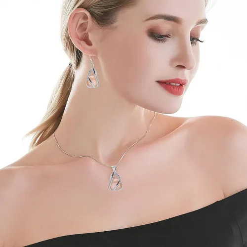 Vista 2 de Conjuntos de joyas de perlas de agua dulce 100% naturales para mujeres pendientes de moda y joyería colgante