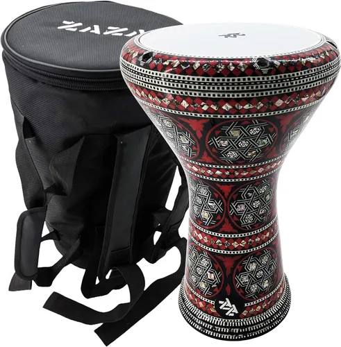 Vista 11 de La Darbuka Doumbek egipcia de 17" de Zaza Percussion con madreperla (Black Master)