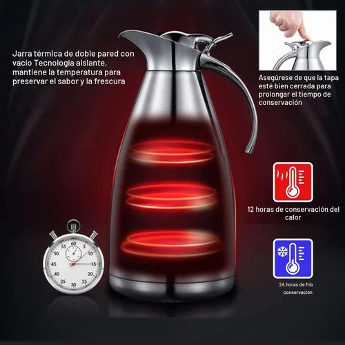 Vista 4 de Sumerflos Jarra térmica de café de acero inoxidable de 68 onzas/termo de doble pared con aislamiento al vacío, retención de calor de 12 horas, 2 Azul
