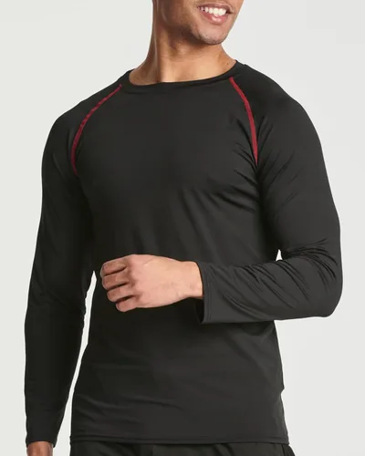 Vista 4 de Real Essentials Paquete de 4 camiseta de compresión de manga larga para hombre para clima frío (disponible en tallas grandes y altas)
