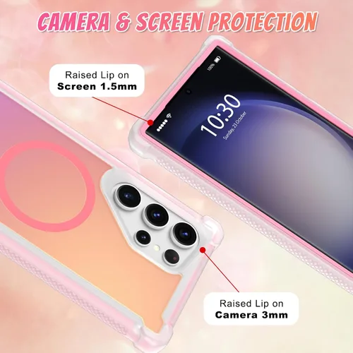 Vista 492 de Bonoma - Funda compatible con Samsung Galaxy S21 Plus, diseño de corazón con purpurina, color rosa Support for MagSafe, Plating Magnetic Case TPU
