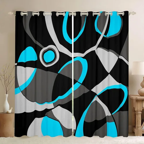 Vista 34 de Feelyou Cortinas de videojuegos negro y gris para niños, dormitorio, música, audífonos, notas, cortinas de ventana, para niños, adolescentes