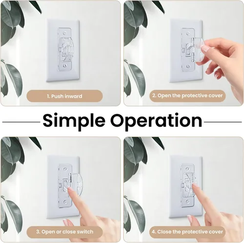Vista 2 de Roxiuc Protector de interruptor – Protector de cubierta para interruptor de luz – A prueba de niños – Transparente (4 piezas) – Compatible