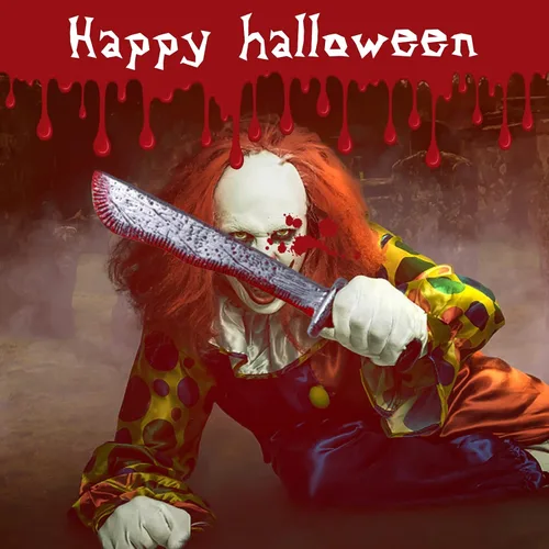 Vista 3 de Hyperzoo Cuchillo falso de plástico para disfraz de cosplay de Halloween con 30 hojas de calcomanías de tatuaje de Halloween
