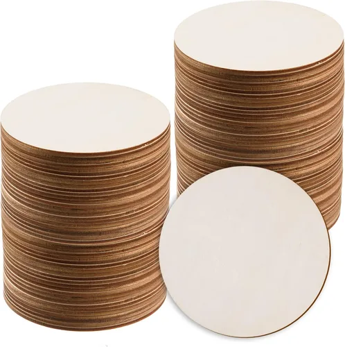 Vista 8 de 60 círculos de madera de 6 pulgadas para manualidades, círculos de madera sin terminar, redondos naturales, discos de madera en blanco