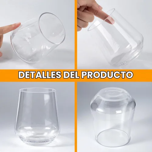 Vista 3 de KX-WARE Vasos de vino acrílicos irrompibles de 16 onzas sin tallo, vasos de plástico multiusos, juego de 6 vasos transparentes aptos