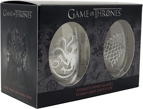 Vista 2 de Game of Thrones Juego de copas de vino coleccionables (House Stark & House Targaryen)