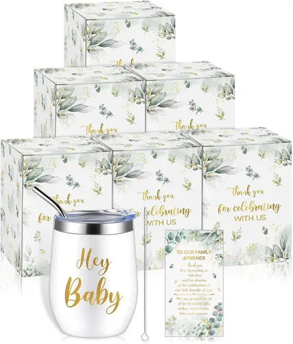 Vista 9 de Hoolerry Juego de 6 tazas para baby shower, vaso de acero inoxidable de 12