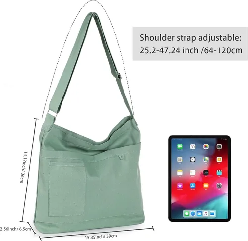 Vista 2 de WantGor Bolso de lona para mujer, bolso cruzado grande para el hombro, bolsos estilo hobo casuales para el trabajo