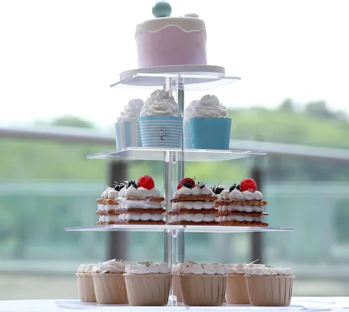 Vista 11 de Efavormart - Soporte para decoración de postres de 2 niveles de 18 pulgadas para cumpleaños, Navidad, fiesta, boda