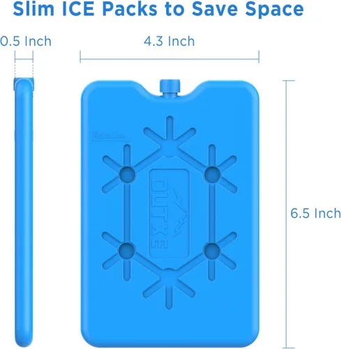 Vista 2 de OUTXE Paquetes de hielo para fiambrera - Paquetes de congelador ultradelgados reutilizables - Paquetes de enfriamiento duraderos