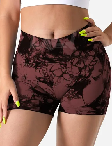 Vista 4 de QOQ Pantalones cortos de entrenamiento sin costuras para mujer, pantalones cortos de entrenamiento de cintura alta con levantamiento de glúteos